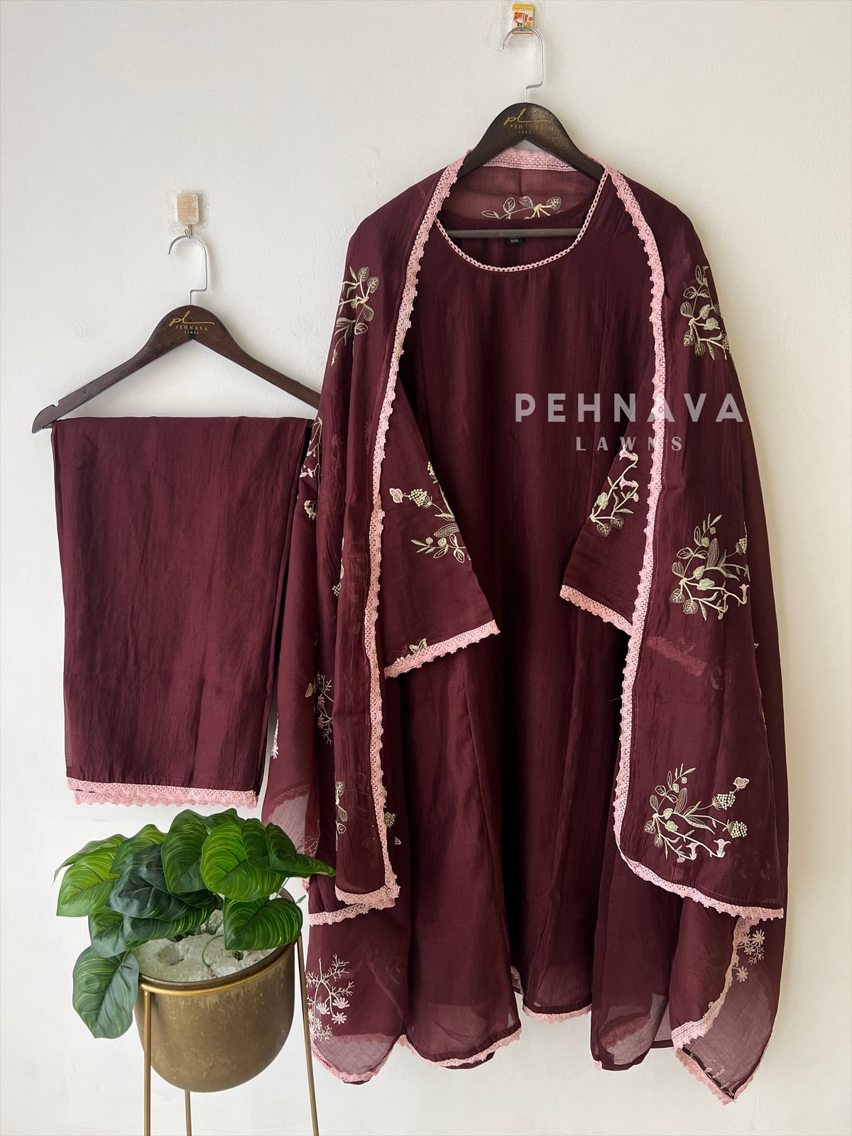 Lace-Trimmed Embroidered Suit-4139 - Pehnava Lawns
