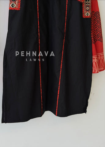 V-Neck Embroidered Panel Suit Set 2668