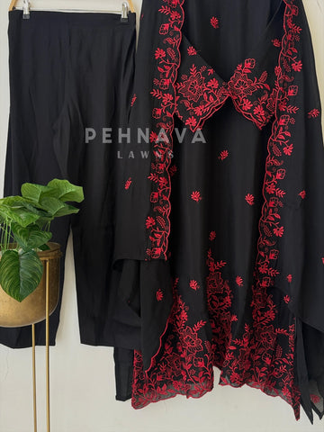 Chanderi Floral Threadwork Suit- 3013 - Pehnava Lawns