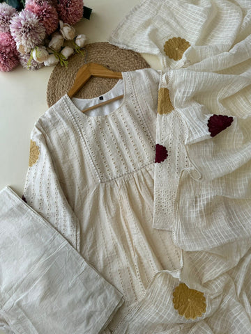 White Hakoba suit with Embroidery detailings