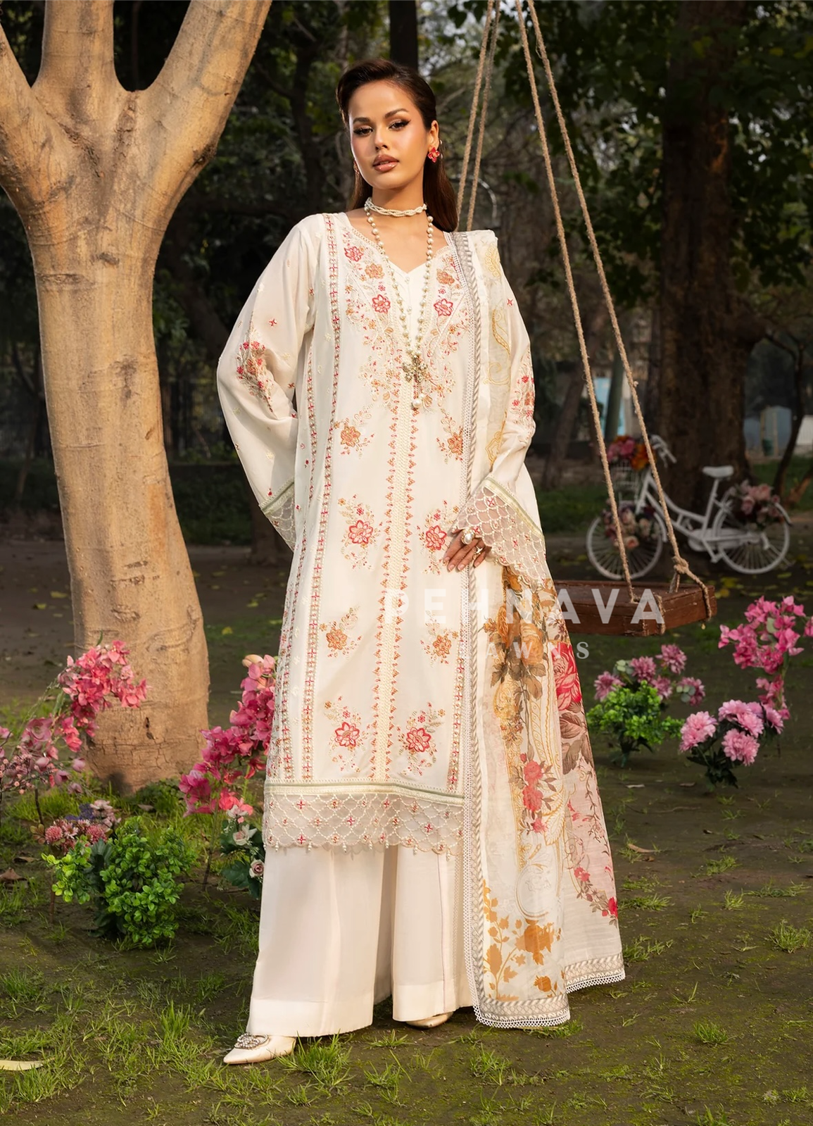 Zarqun Premium Cotton Embroidered Ensemble