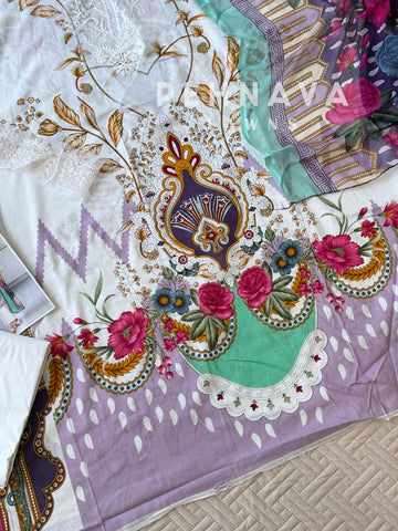Signature Embroidered Unstitched Suit-1348B