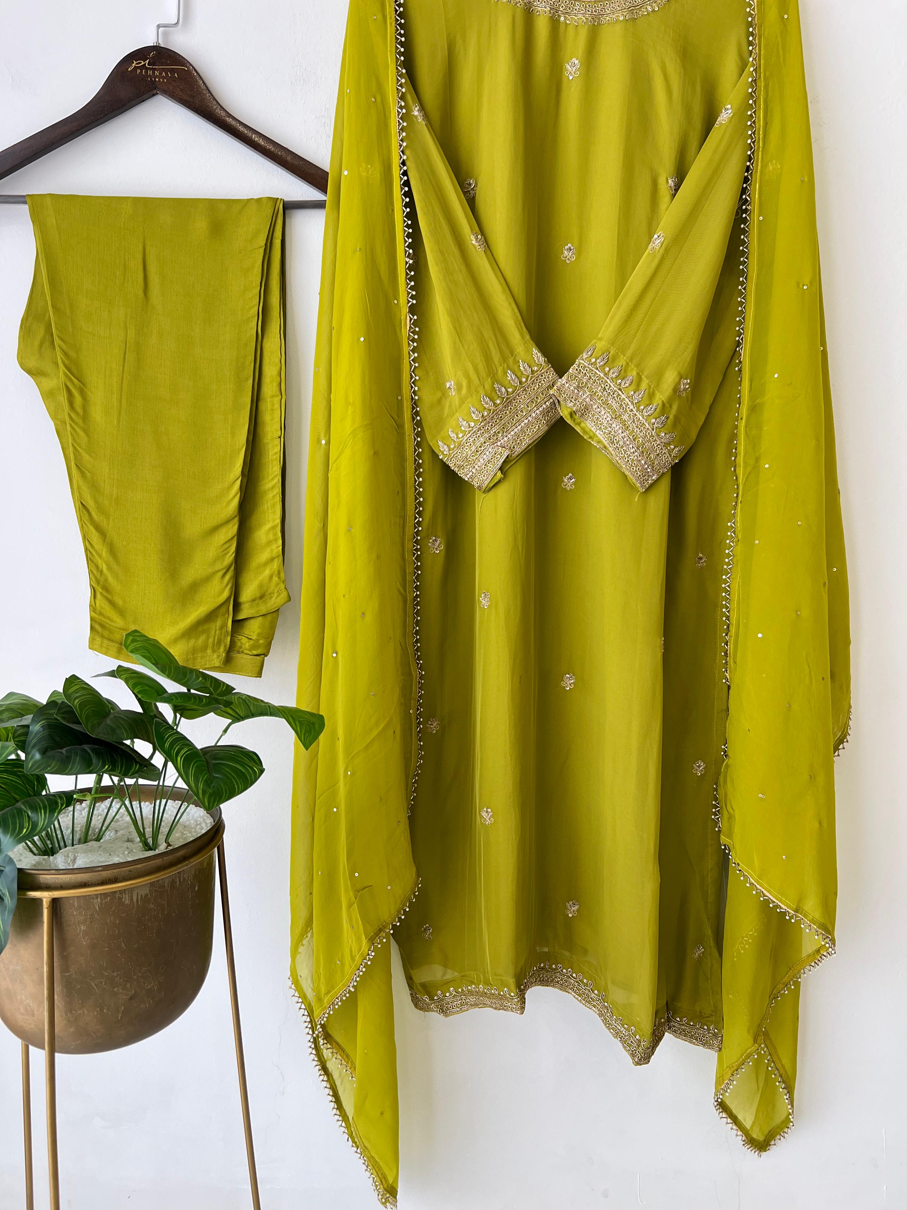 Viscous organza handworked suit-with color options RR-220 - Pehnava Lawns