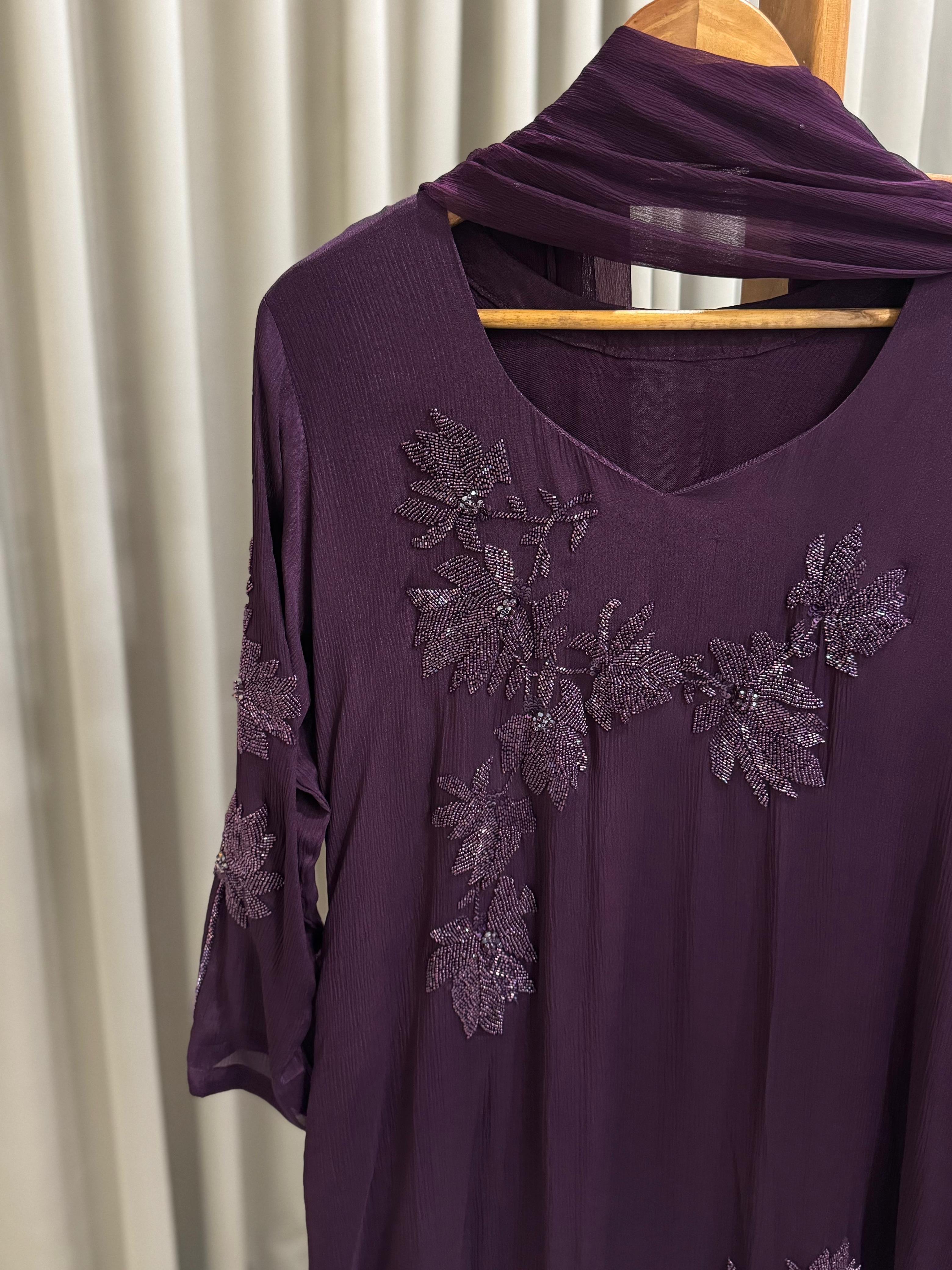 Floral Handworked Chinnon Salwar Kameez