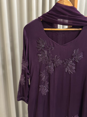 Floral Handworked Chinnon Salwar Kameez