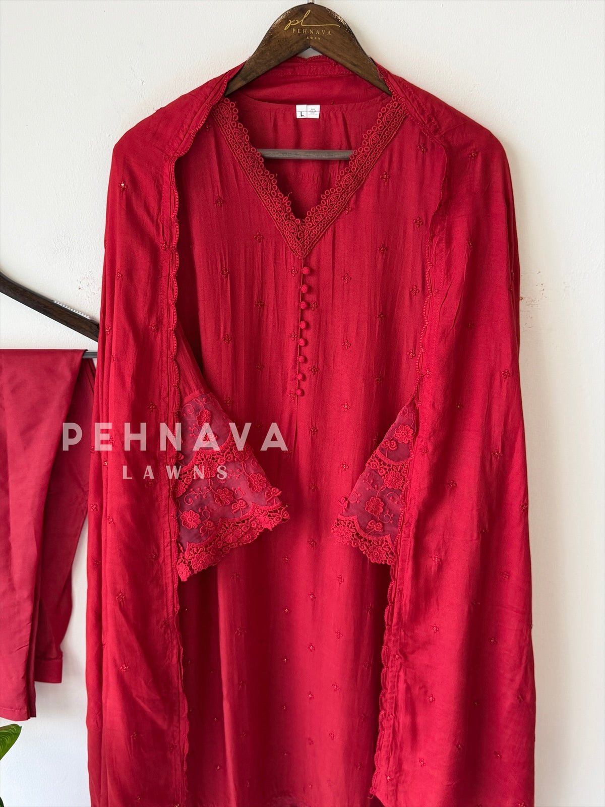 Lace‑Trimmed Embroidered Ensemble