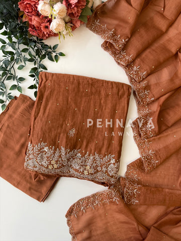 Chanderi Handworked Unstitched Suit-18566