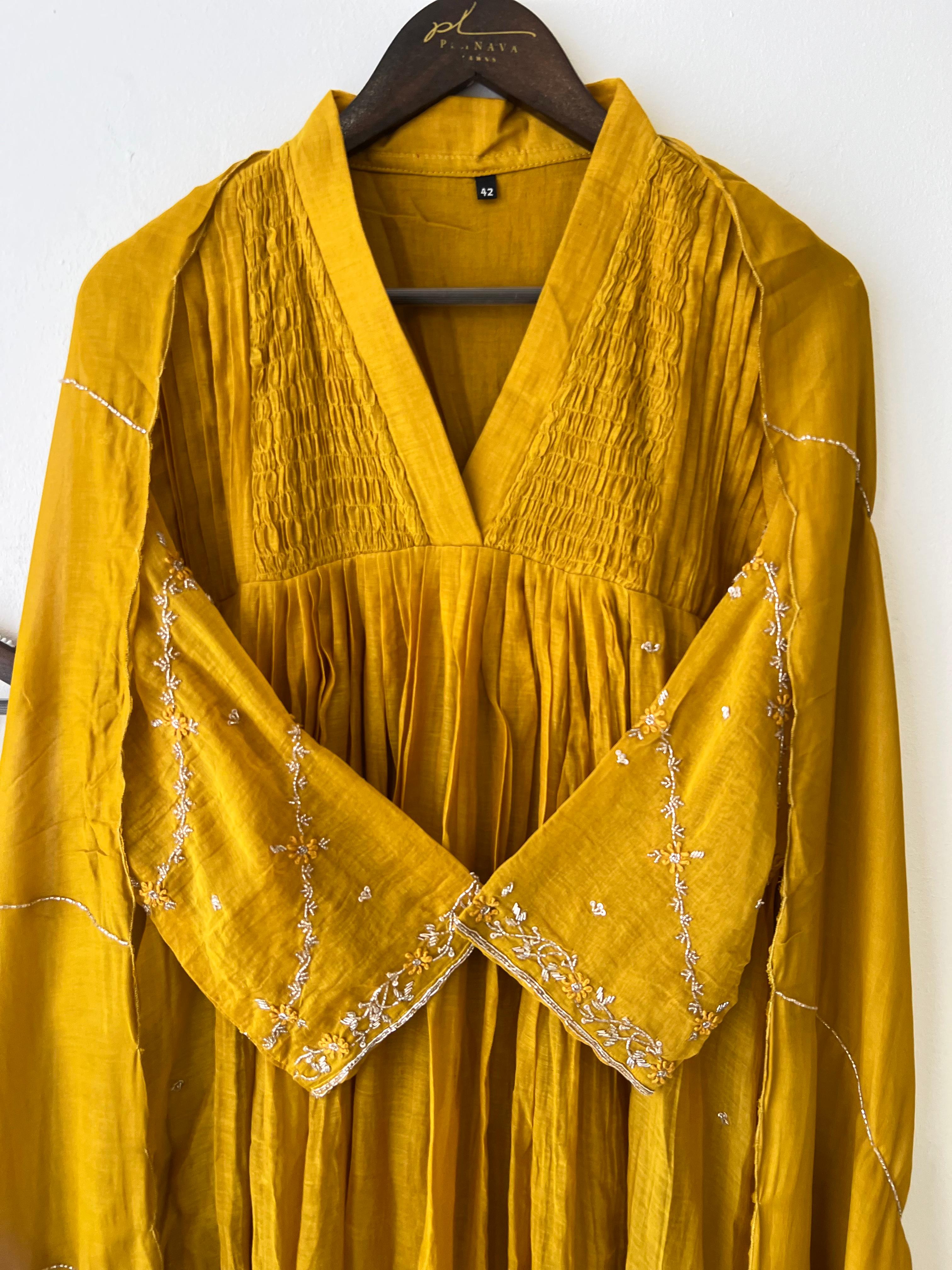 Mulchandheri Pleated A-line suit with embroidery