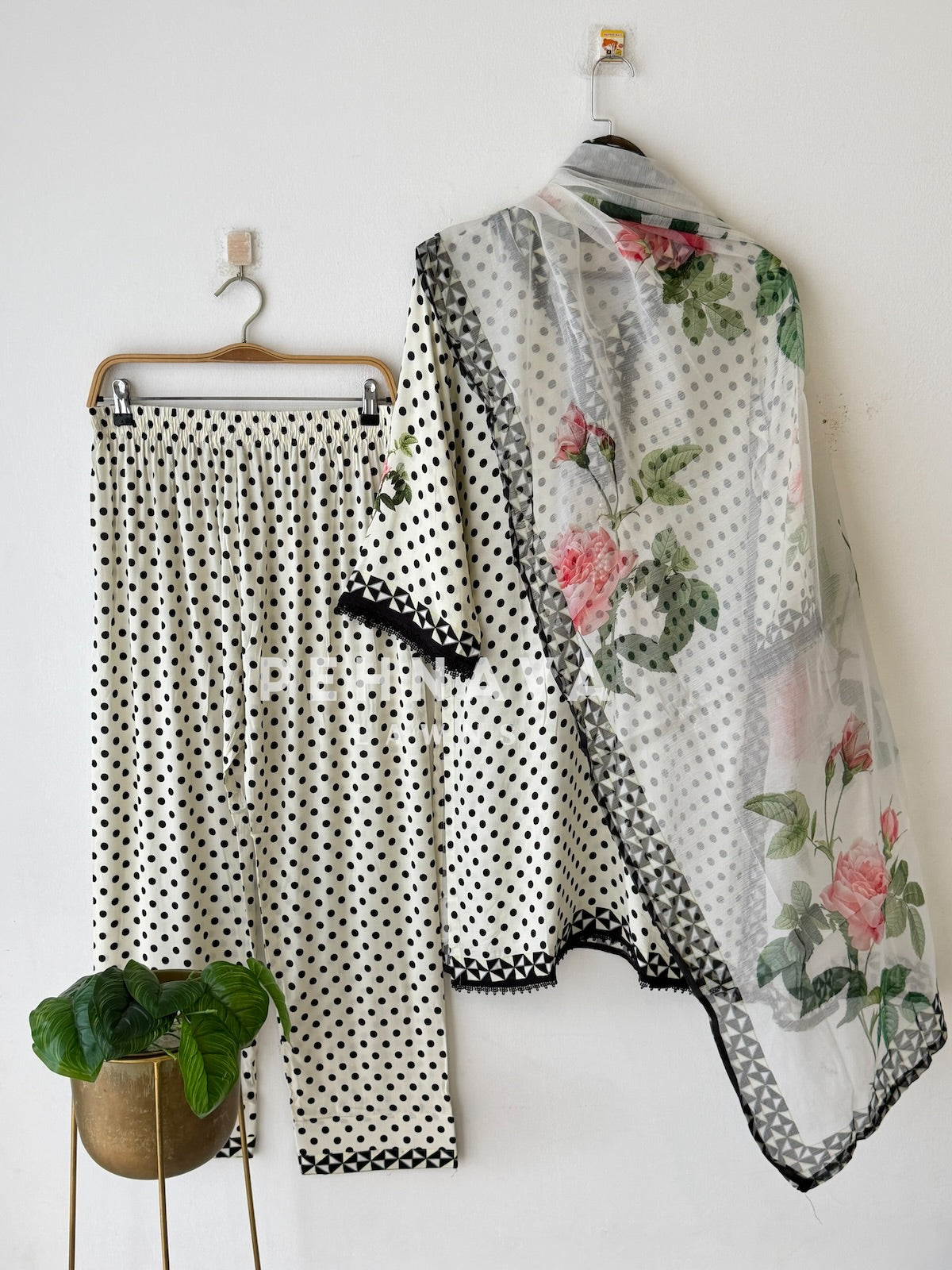 Polka Dot Printed Farshi Shalwar Set-384
