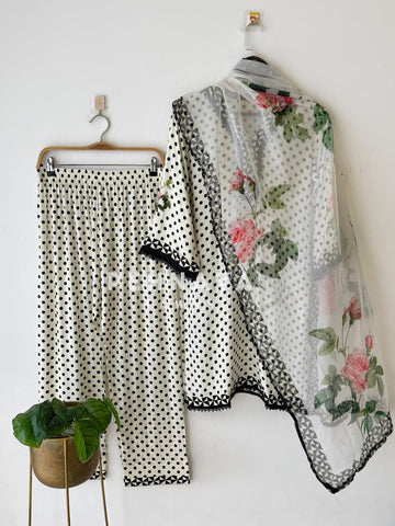 Polka Dot Printed Farshi Shalwar Set-384