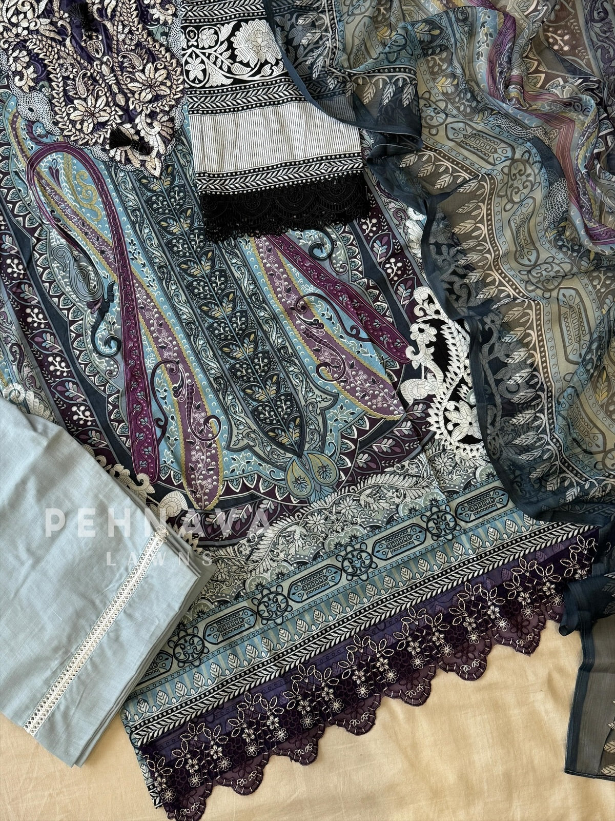 Embroidered Neck Unstitched Suit-1753/1867 - Pehnava Lawns