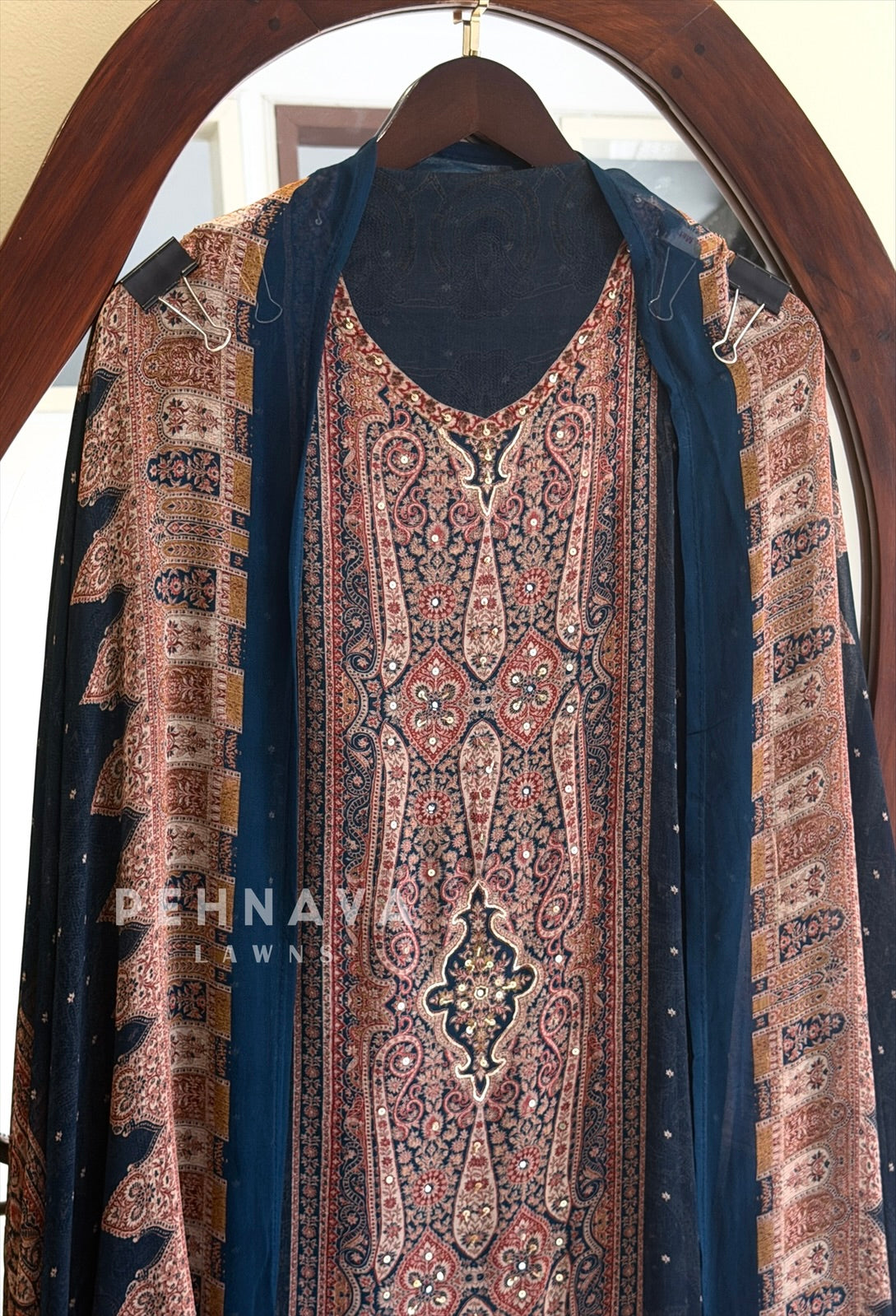 Paisley Printed Chiffon Unstitched Suit No.25