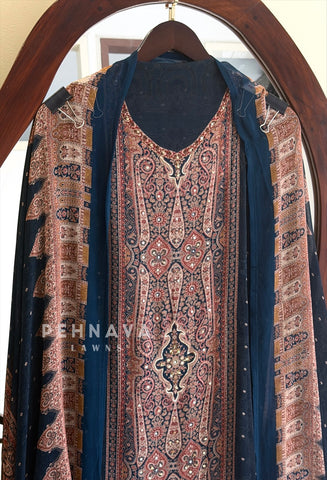 Paisley Printed Chiffon Unstitched Suit No.25