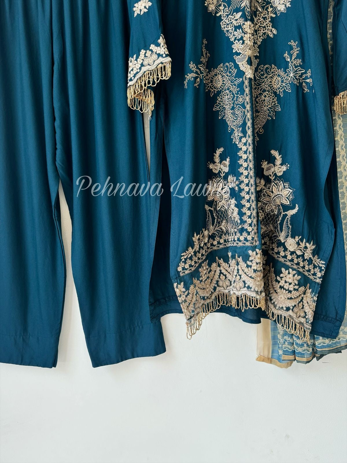 Rayon Embroidered Suit-Blue 3639B