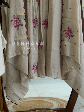 Pintuck Floral Embroidered Ensemble