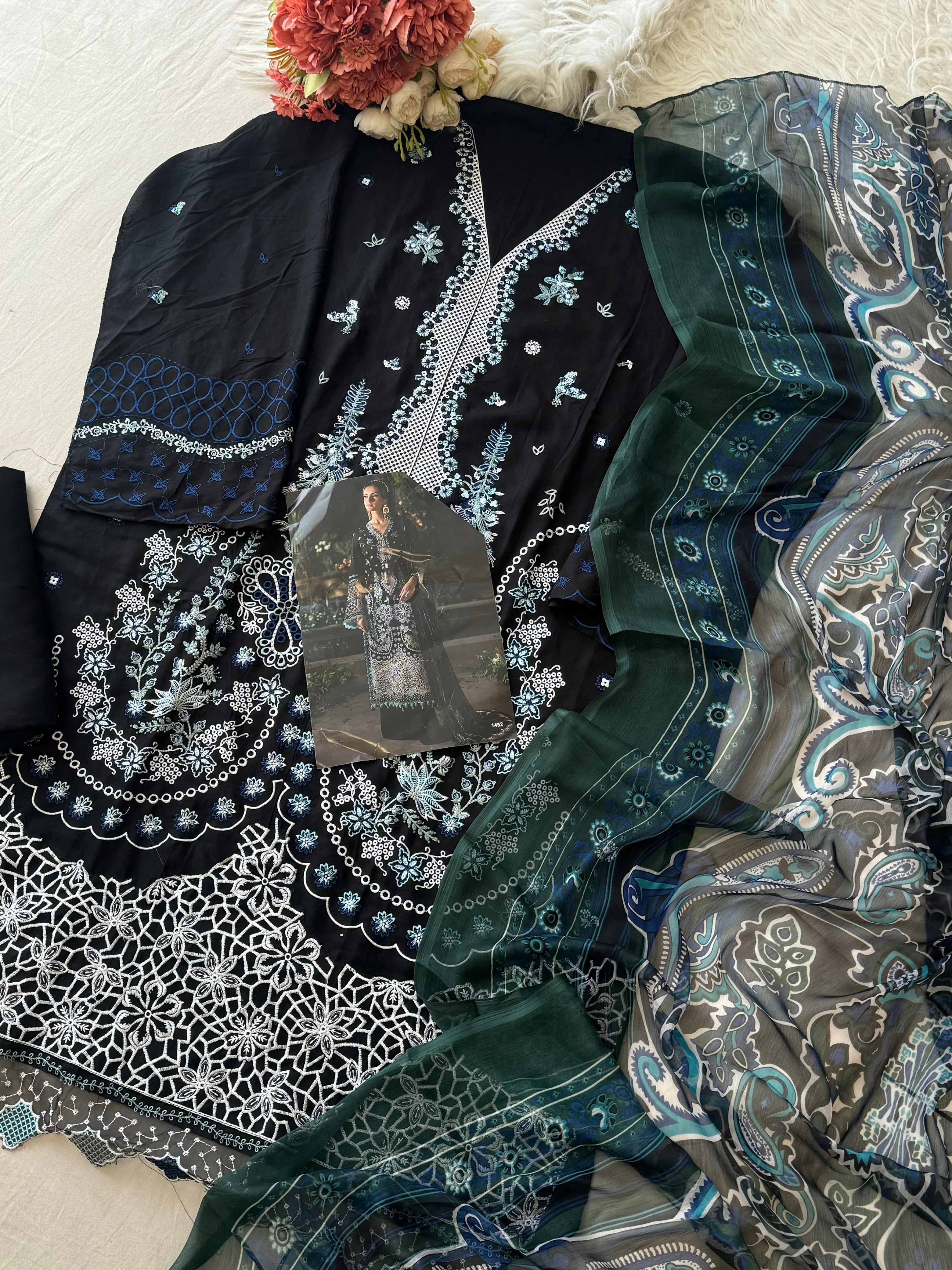 Semi-stitched Embroidered Rayon Suit 1452