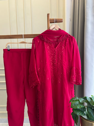 Georgette Red Party wear Dress