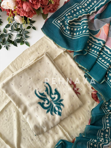Cotacheck Embroidered Unstitched Suit-4070 - Pehnava Lawns
