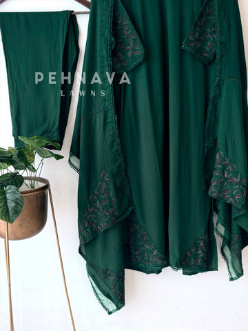 Embroidered Lace Detailed Suit-1001