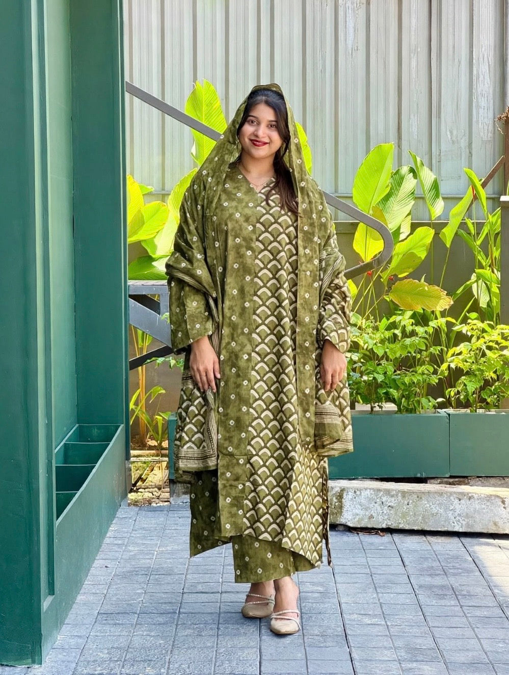 Daily Wear Cotton Printed Three Piece Set-B247