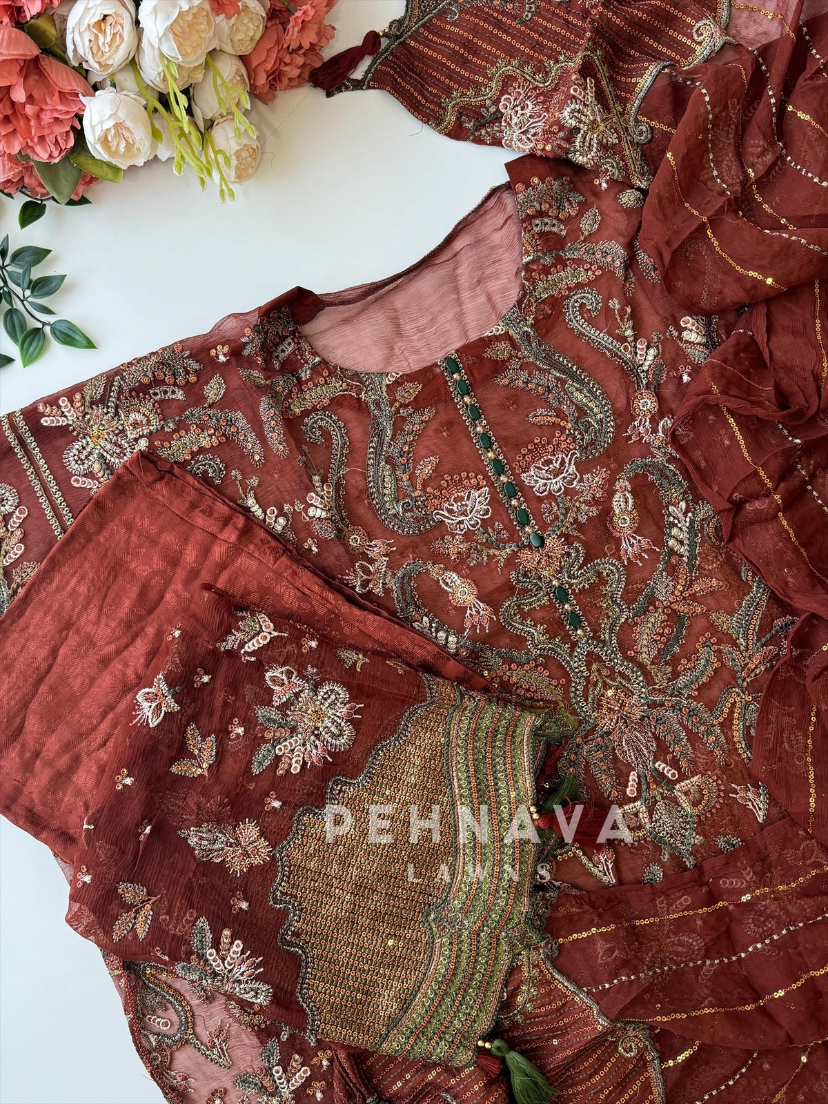 Heavy Embroidery Chiffon Suit