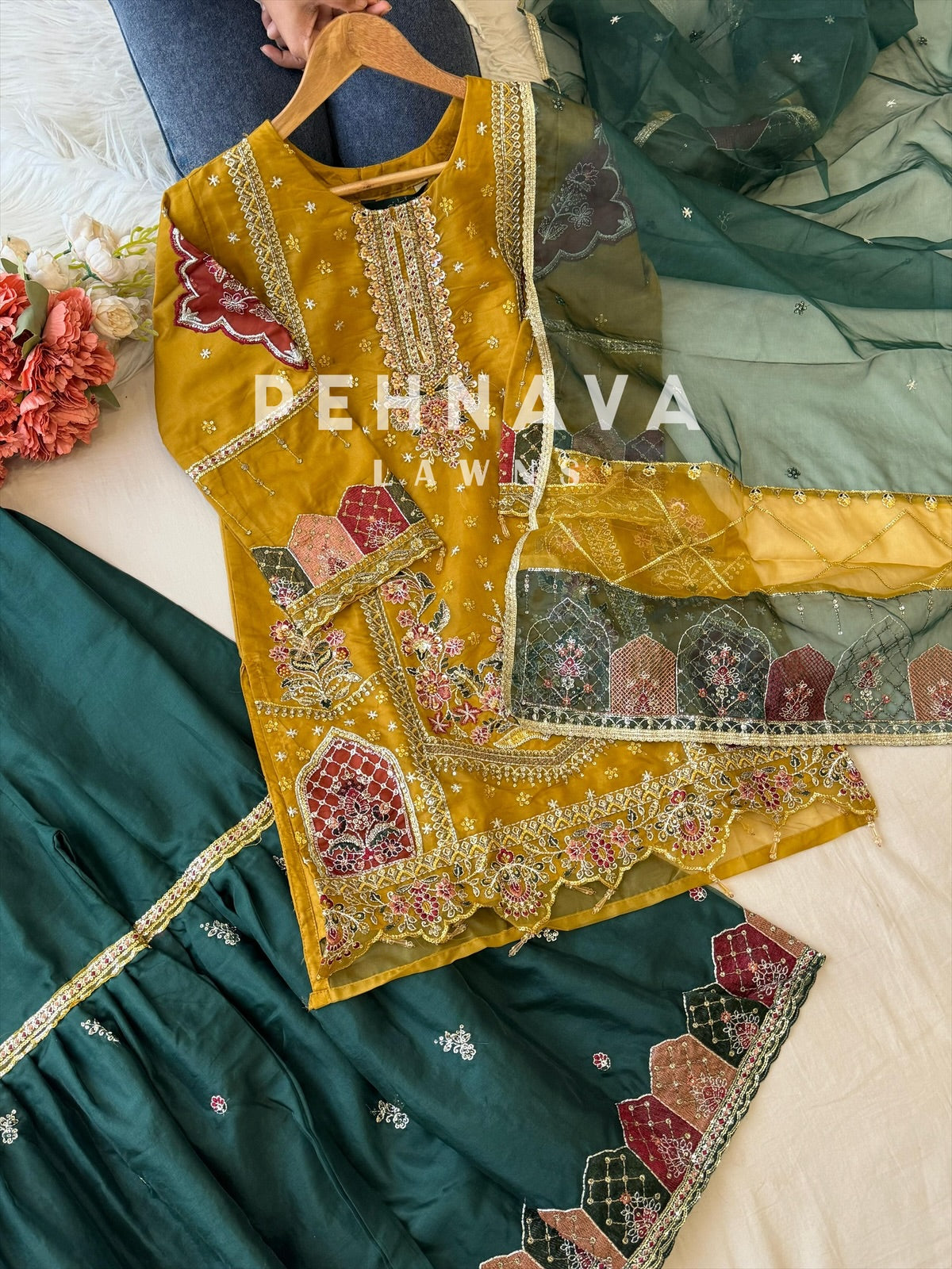 Royal Organza Party wear Embellished Suit 5187 - Pehnava Lawns