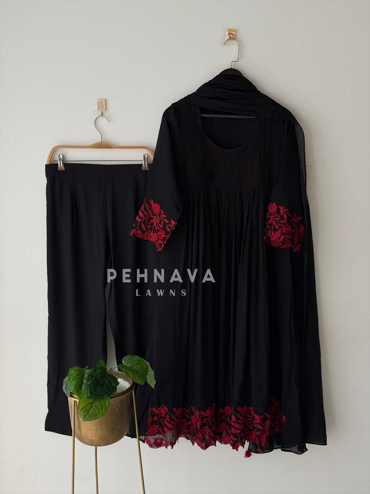 Embroidered Border Anarkali Ensemble