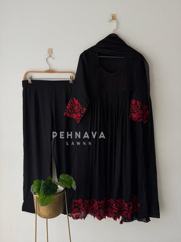 Embroidered Border Anarkali Ensemble