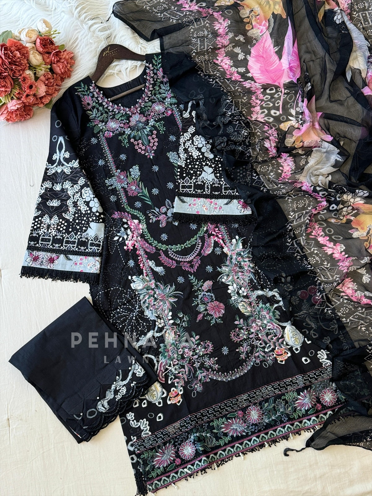 Floral Embroidered Cotton Suit -4110