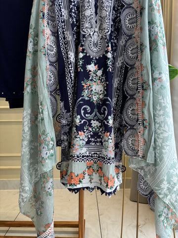Embellished Floral Cotton Suit-6