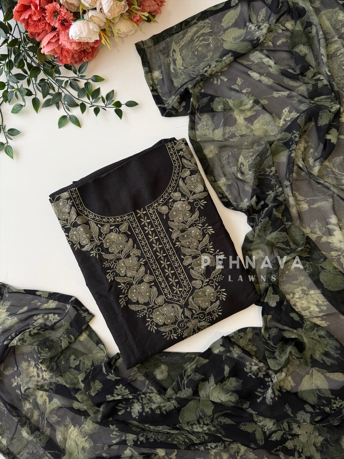 Floral Embroidered Unstitched Suit