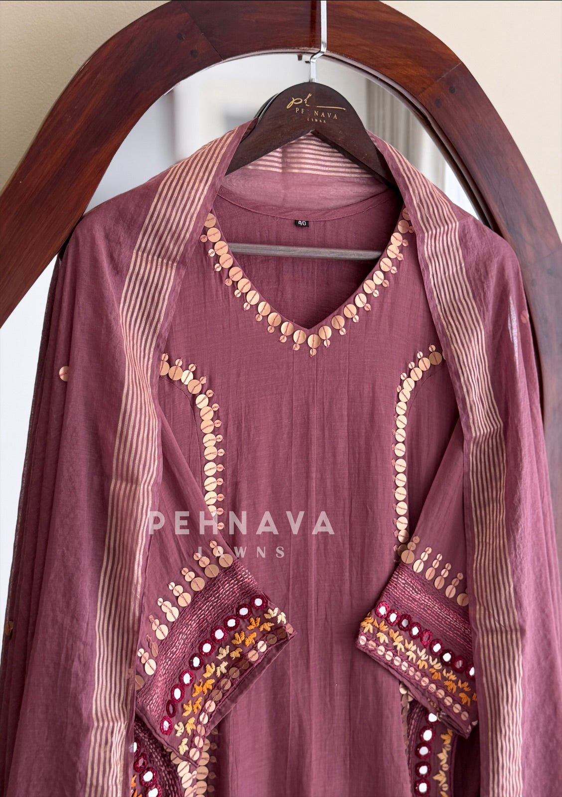 Boho Mirror Embroidered 3-Piece Suit