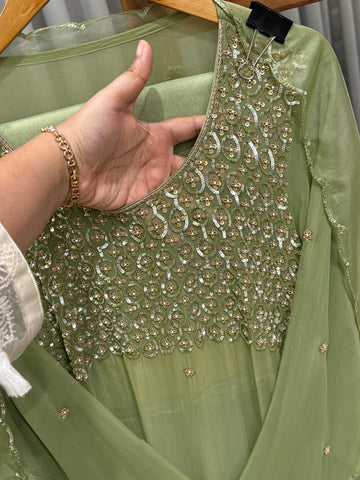 Semi stitched chiffon handwork suit