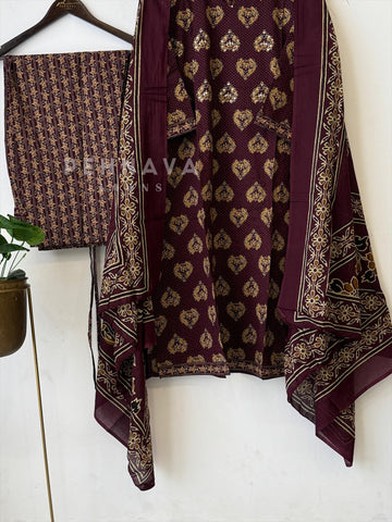 Ajrakh Printed Cotton Kurthi Set