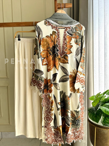 Floral Embroidery Kurtha set