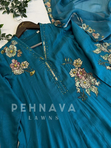 Panel Cut Muslin Anarkali Suit