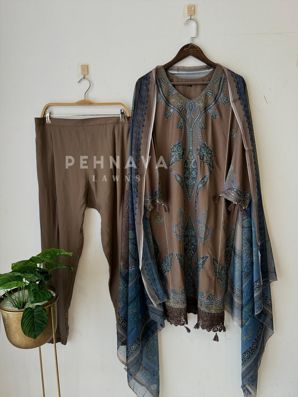 Floral Embroidered Rayon Suit