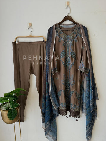 Floral Embroidered Rayon Suit