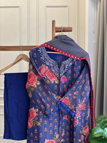 Crinkle-Tissue handworked suit-8078