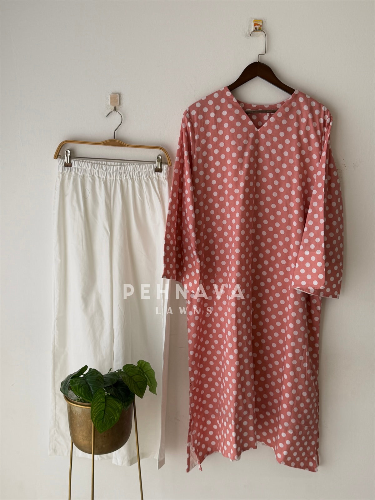 Polka Dot Cotton Printed Suit Set B232