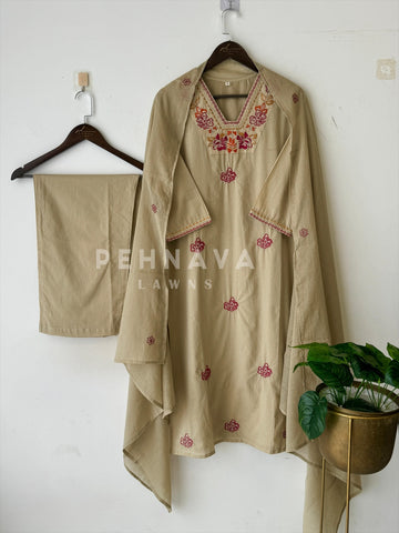 Pure Cotton Floral Embroidered Suit - Pehnava Lawns