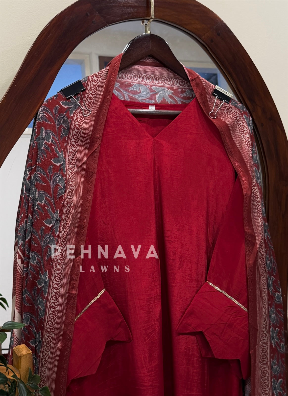 Ajrak Printed Dupatta Kaftan Suit Set-B290