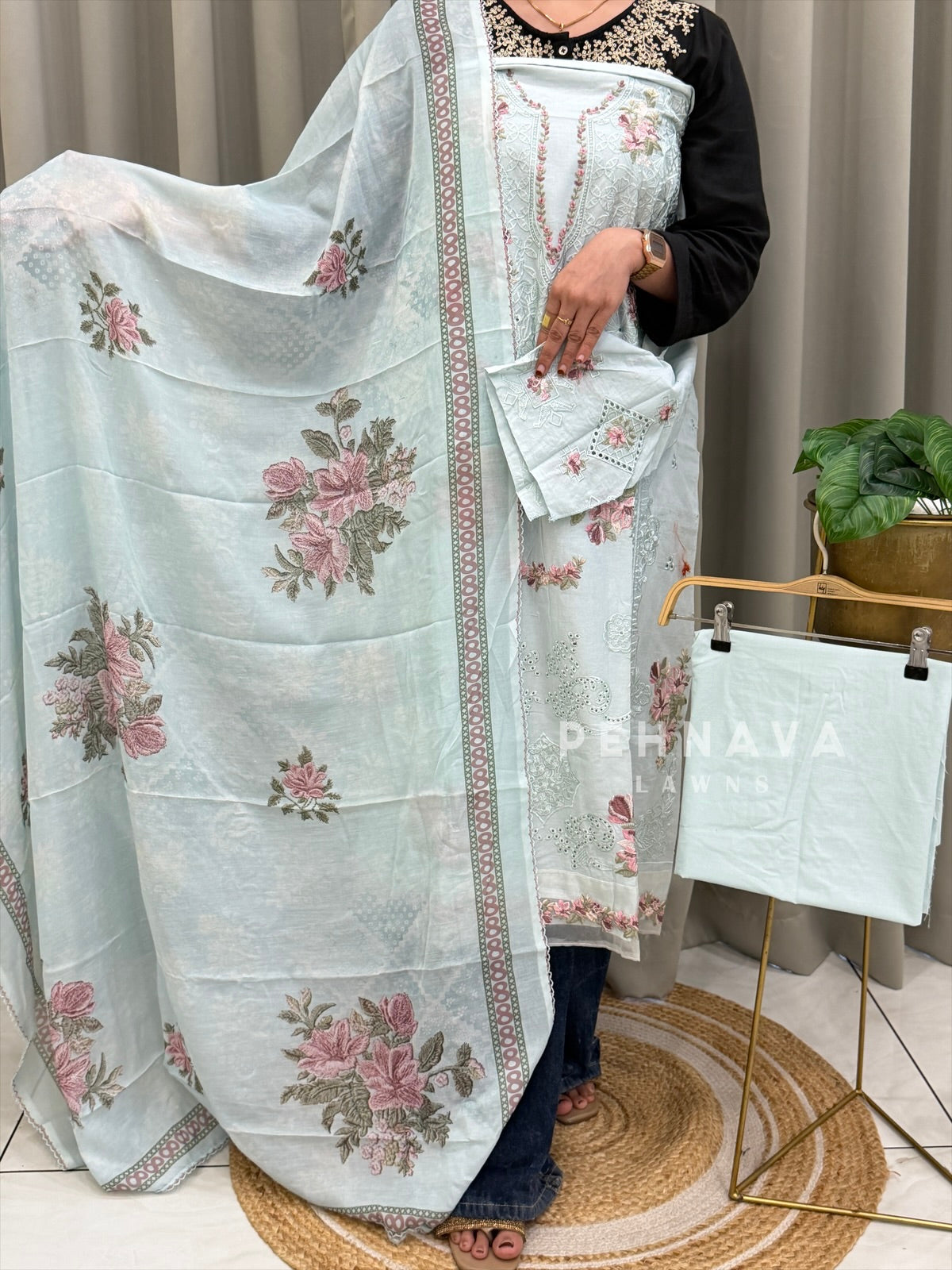 Embroidered Semi Stitched Suit-3908