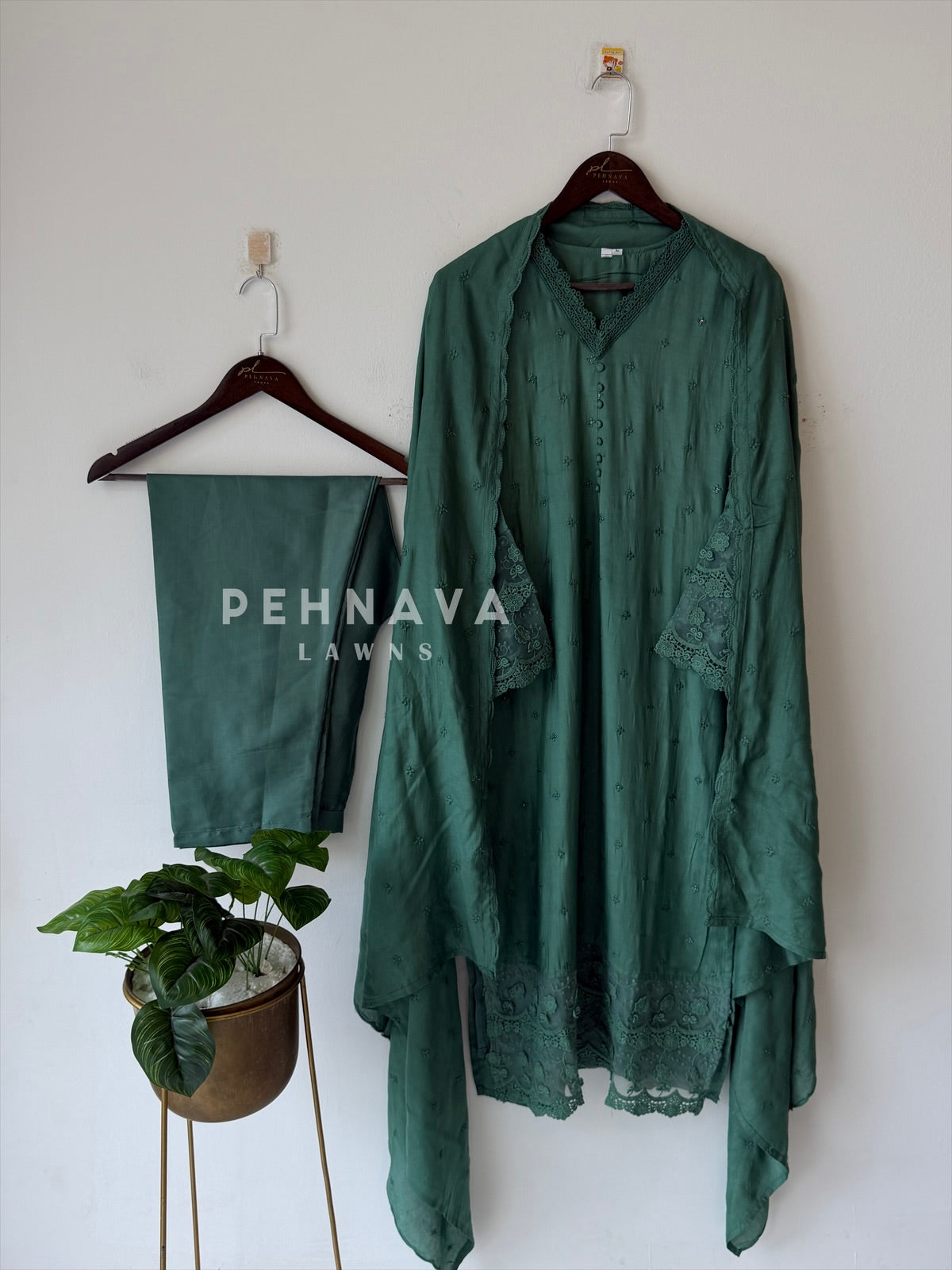Lace‑Trimmed Embroidered Ensemble