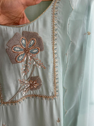 Russian Silk Hand Embroidery Suit