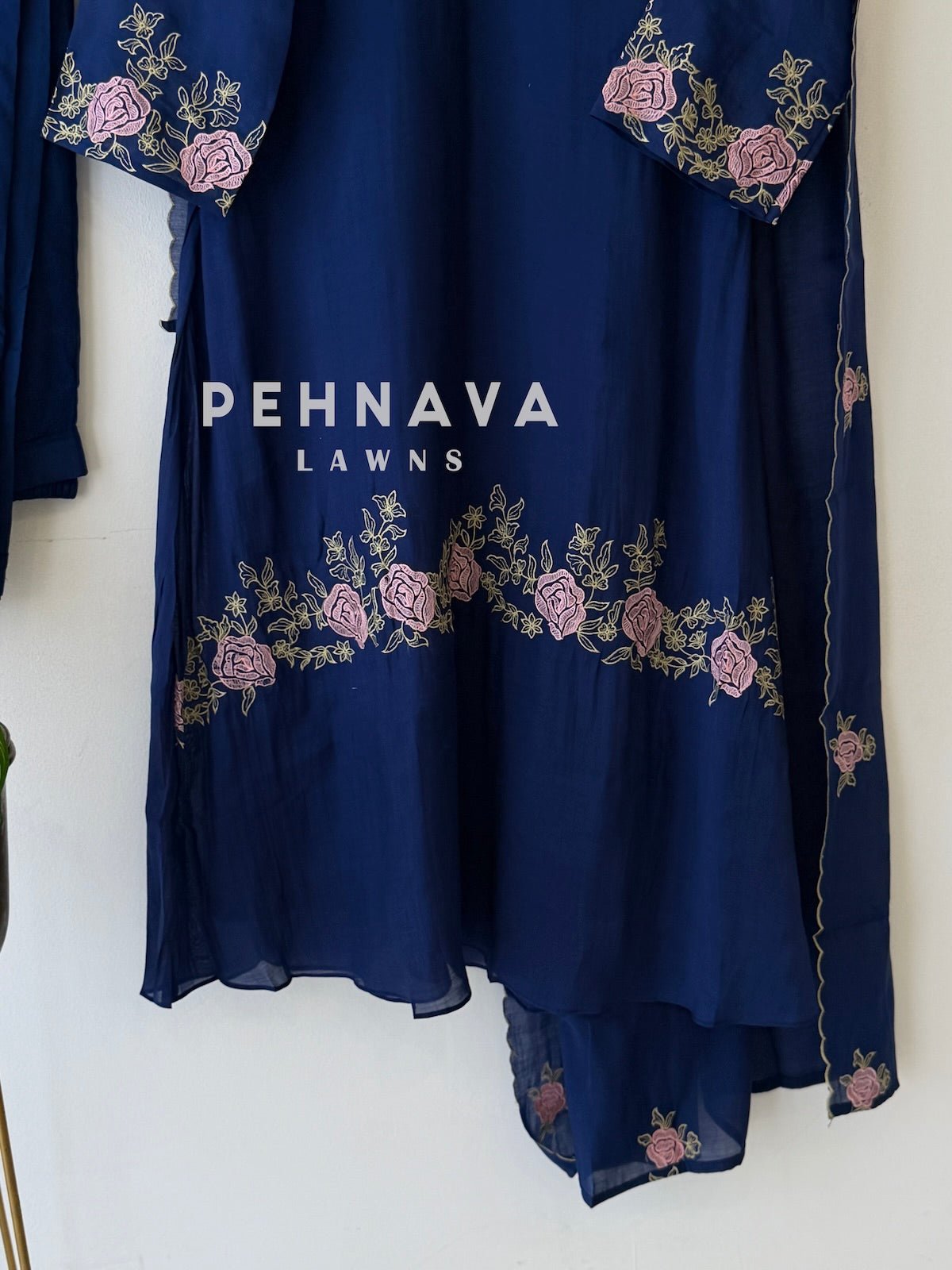 Chanderi Floral Embroidered Suit Set-13516