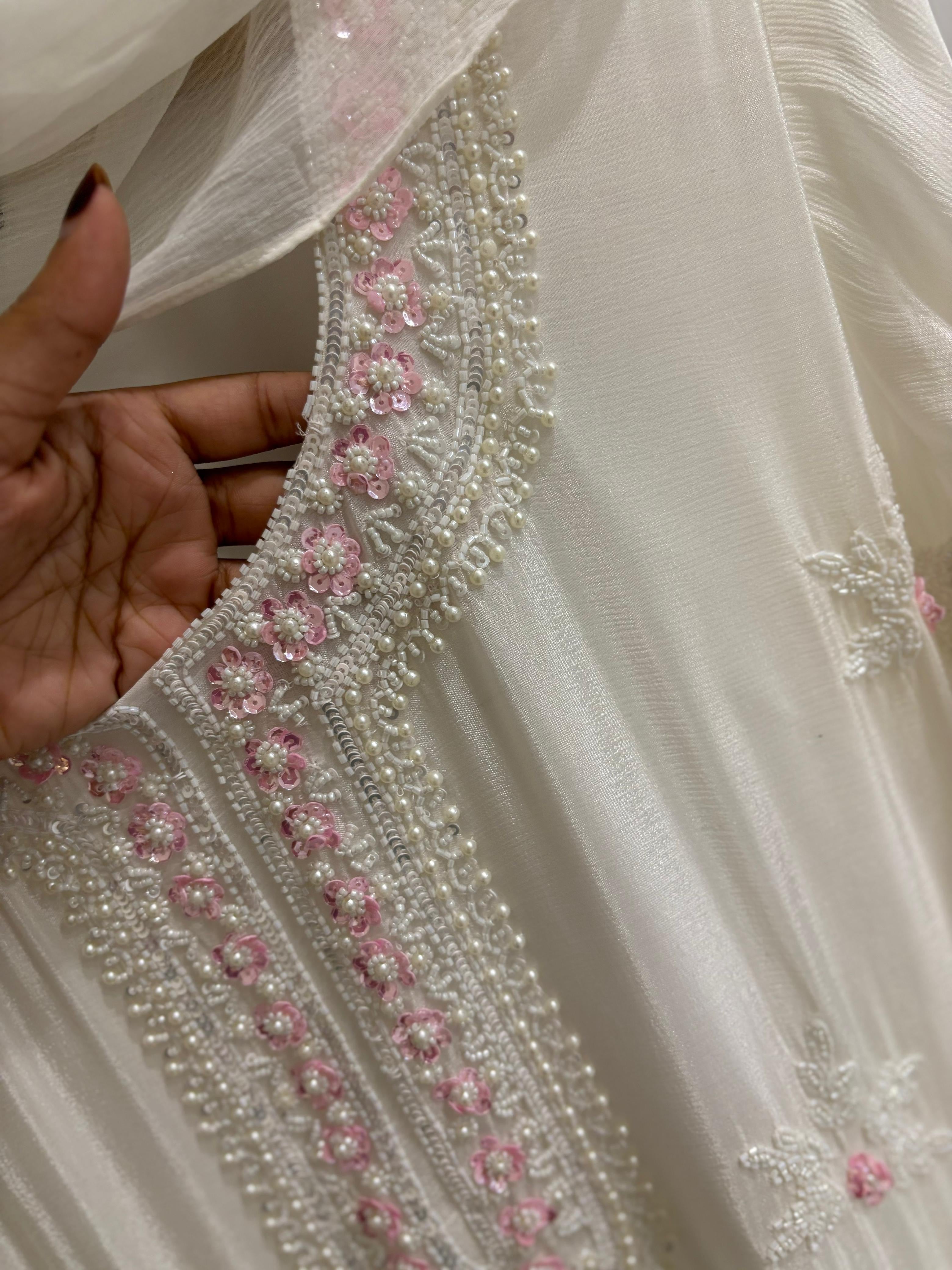 Premium Handworked Partywear Chinnon Suit