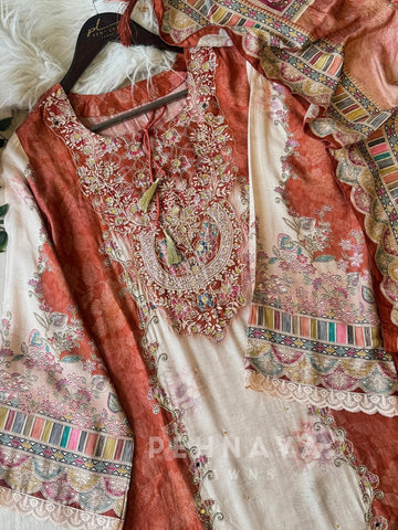 Muslin Unstitched Suit-KT-337 - Pehnava Lawns