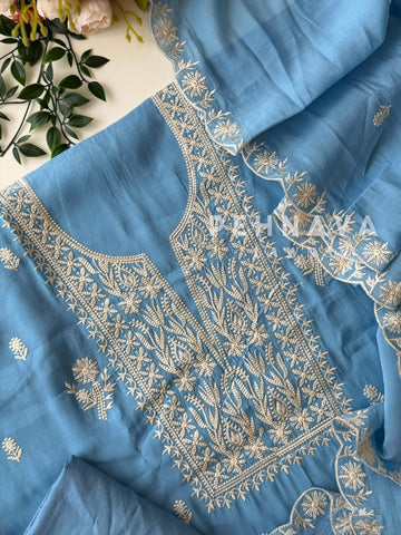 Chanderi Embroidered Unstitched Suit C2530