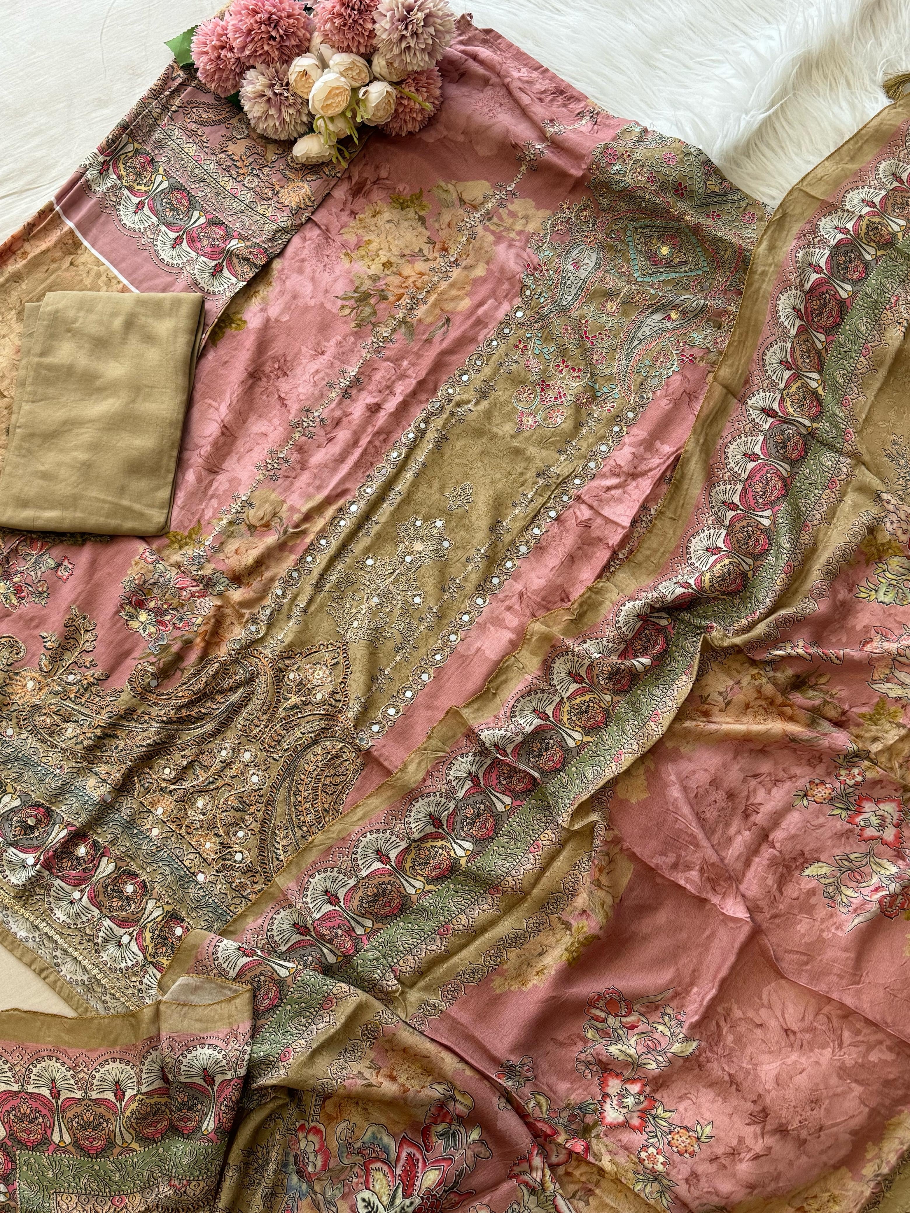 Dual Shade Muslin Suit-198